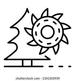 Cutting fir tree icon. Outline cutting fir tree vector icon for web design isolated on white background