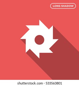 Cutting flying weapon icon illustration isolated vector sign symbol in long shadow style on red background