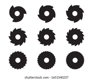 Cutting gear for saw blade. Set of graphic elements. Vector logo template.