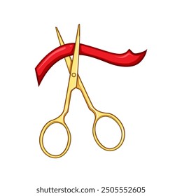 cutting gold scissor cartoon. tool sharp, blade metal, precision trim cutting gold scissor sign. isolated symbol vector illustration