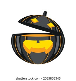 cutting halloween pumpkin in glossy style