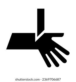 Cutting Hand Hazard Black Icon,Vector Illustration, Isolate On White Background Label. EPS10