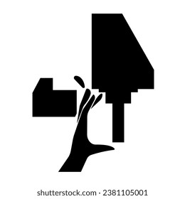 Cutting Hand Hazard Black Icon,Vector Illustration, Isolate On White Background Label. EPS10