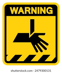 Cutting Hand Hazard Warning Sign, Vector Illustration, Isolate On White Background Label. EPS10