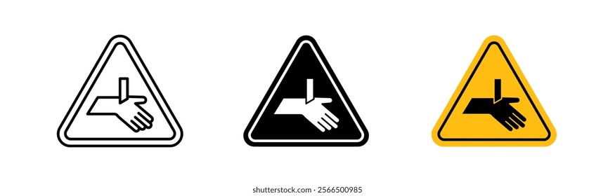 Cutting hand straight blade signs flat and linear vector illustration on white background.