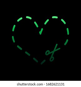 cutting heart of broken line, scissor nolan icon. Simple thin line, outline vector of Heartbeat icons for ui and ux, website or mobile application