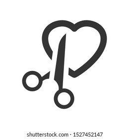 Cutting heart icon. vector graphics