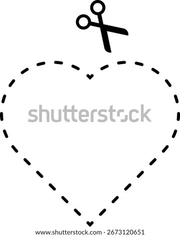 Cutting heart shape worksheet element for preschool and kindergarten 