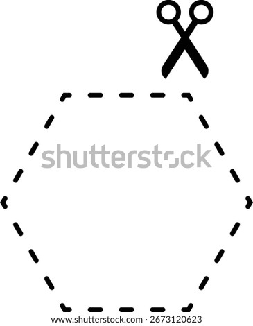 Cutting hexagon shape worksheet element for preschool and kindergarten 

