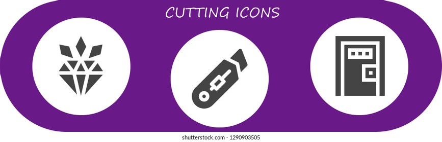  cutting icon set. 3 filled cutting icons. Simple modern icons about  - Diamond, Cutter, Death penalty