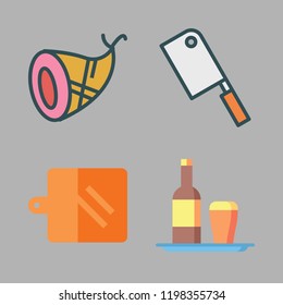 cutting icon set. vector set about tray, butcher, ham and kitchen board icons set.