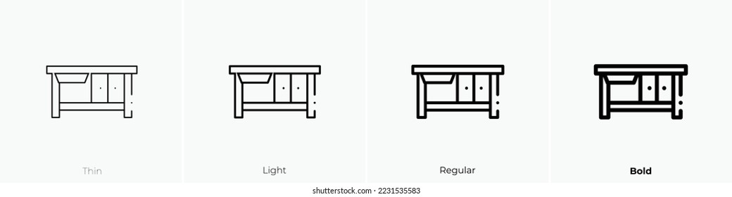 cutting icon. Thin, Light Regular And Bold style design isolated on white background