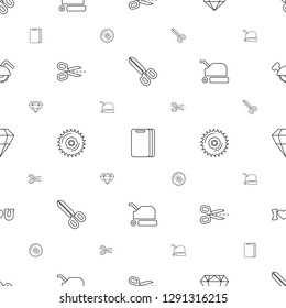 cutting icons pattern seamless white background. Included editable line scissors, cutting board, diamond, blade saw, lawn mower, gem, I love you icons. cutting icons for web and mobile.