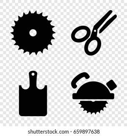 Cutting icons set. set of 4 cutting filled icons such as blade saw, saw blade, scissors