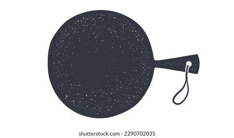 Cutting kitchen board. Kitchen design with hand draw cutting board. Wall decor, poster, sign, for quote, card, banner. Mockup of black textured cutting board on kitchen for menu. Vector Illustration