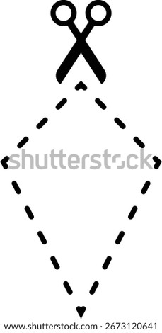 Cutting kite shape worksheet element for preschool and kindergarten 