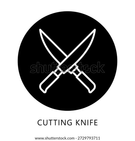 Cutting Knife Icon Button, Mini Illustration Relate To Food, Gastronomy. Use For Modern Concept, Ui, Ux Web And App Development.