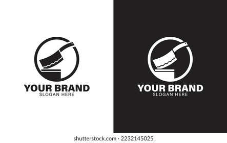 cutting knife logo template simple design