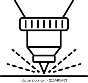 Corte, láser, icono del vector de metal sobre fondo transparente. Esquema Cortar, láser, icono del vector de metal