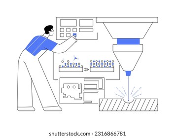 Cutting lasers abstract concept vector illustration. Laser cutting technology, physics industry, vaporize materials, computer numerical control, high quality surface finish abstract metaphor.