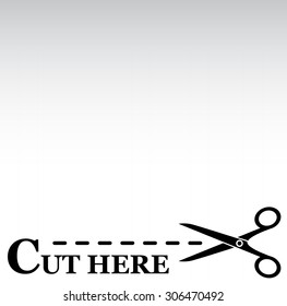 cutting line with black scissors gray background
