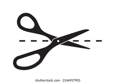 Cutting Line By Scissors Vector Icon Stock Vector (Royalty Free ...