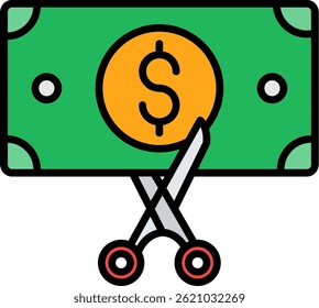 Cutting Line Filled Vector Icon Design
