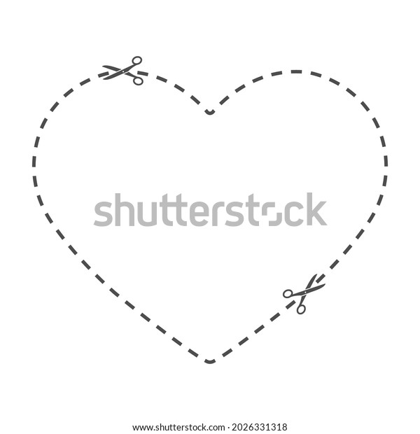 Cutting\
line in the form of a heart. A field for cutting with scissors\
along the line. Cut out the coupon. Flat\
style