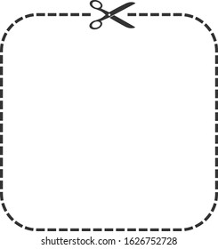 cutting line with scissors icon, cutout coupon template vector illustration