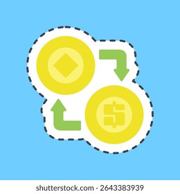Cutting line sticker arbitrage. Crypto currency elements.