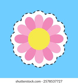 Cutting line sticker aster. Beautiful flowers elements.