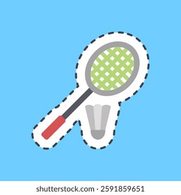 Cutting line sticker badminton. Sports elements.