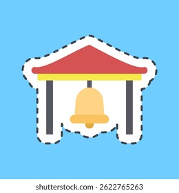 Cutting line sticker bell. Buddhism and vesak elements.