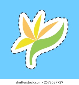 Cutting line sticker bird of paradise. Beautiful flowers elements.