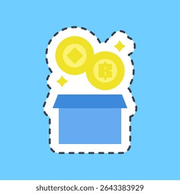 Cutting line sticker block reward. Crypto currency elements.