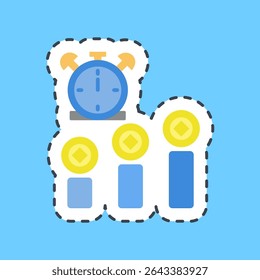Cutting line sticker block time. Crypto currency elements.