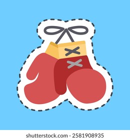 Cutting line sticker boxing gloves. Traditional tattoo elements.