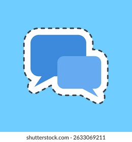 Cutting line sticker chat. Internet network elements.