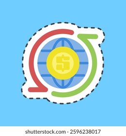 Cutting line sticker circular economic. Economy and business elements.