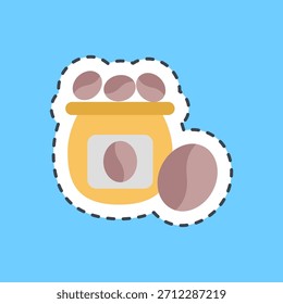Cutting line sticker coffee bean. Coffee shop elements.