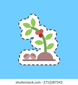 Schnittlinie Aufkleber Kaffeebaum. Elemente der Kaffeestube.