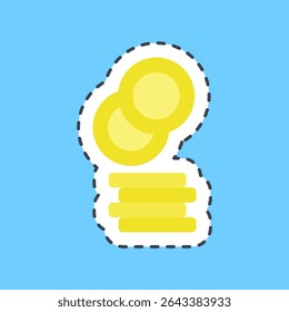 Cutting line sticker coin. Crypto currency elements.