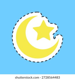 Cutting line sticker cresent moon. Ramadan kareem elements.