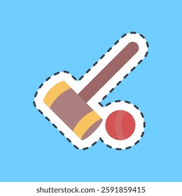 Cutting line sticker croquet. Sports elements.