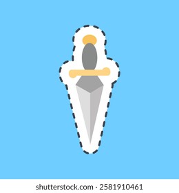 Cutting line sticker dagger. Traditional tattoo elements.