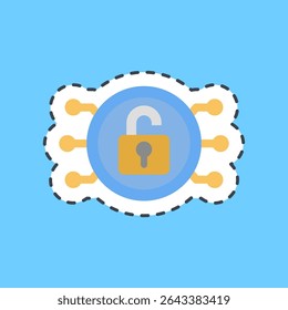 Cutting line sticker decryption. Crypto currency elements.