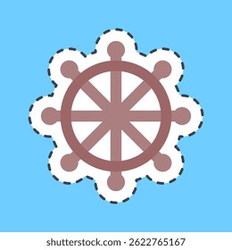 Cutting line sticker dharma wheel. Buddhism and vesak elements.