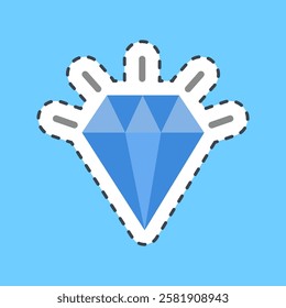 Cutting line sticker diamond. Traditional tattoo elements.