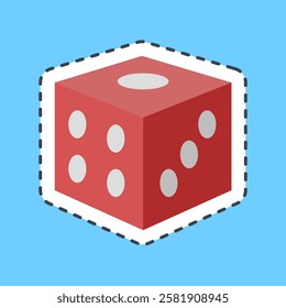 Cutting line sticker dice. Traditional tattoo elements.