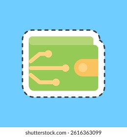 Cutting line sticker digital wallet. Cashless society elements.